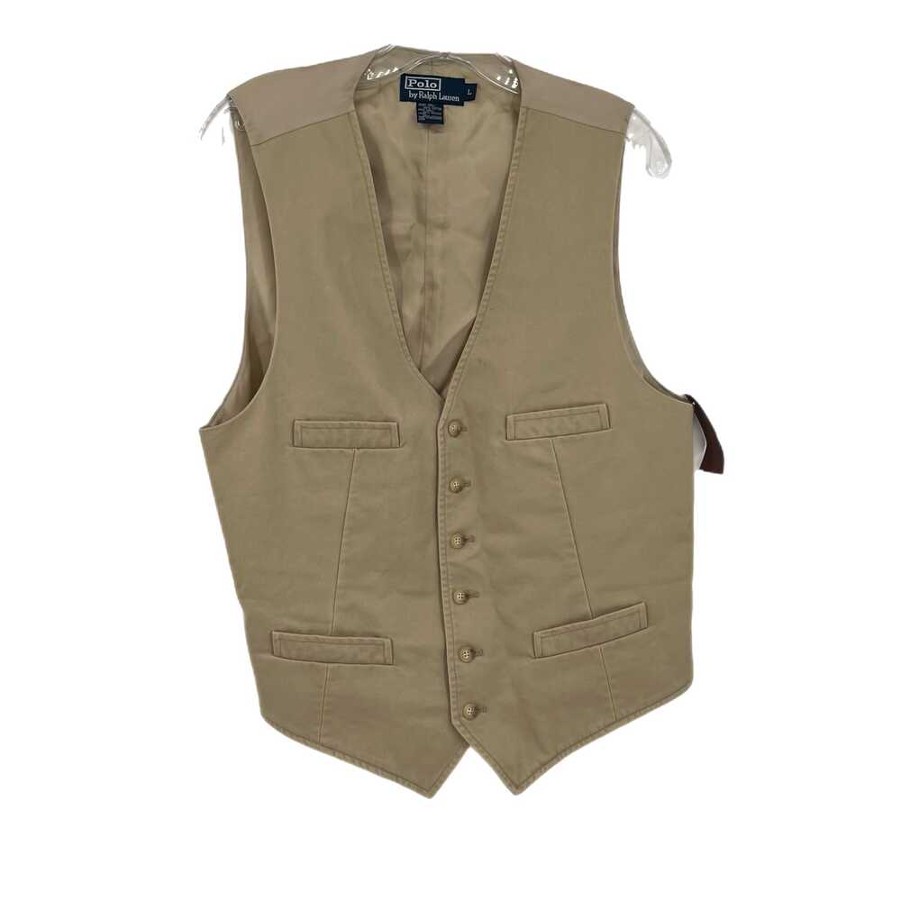 Polo by Ralph Lauren Beige Sleeveless Button-Up Shirt | Womens L